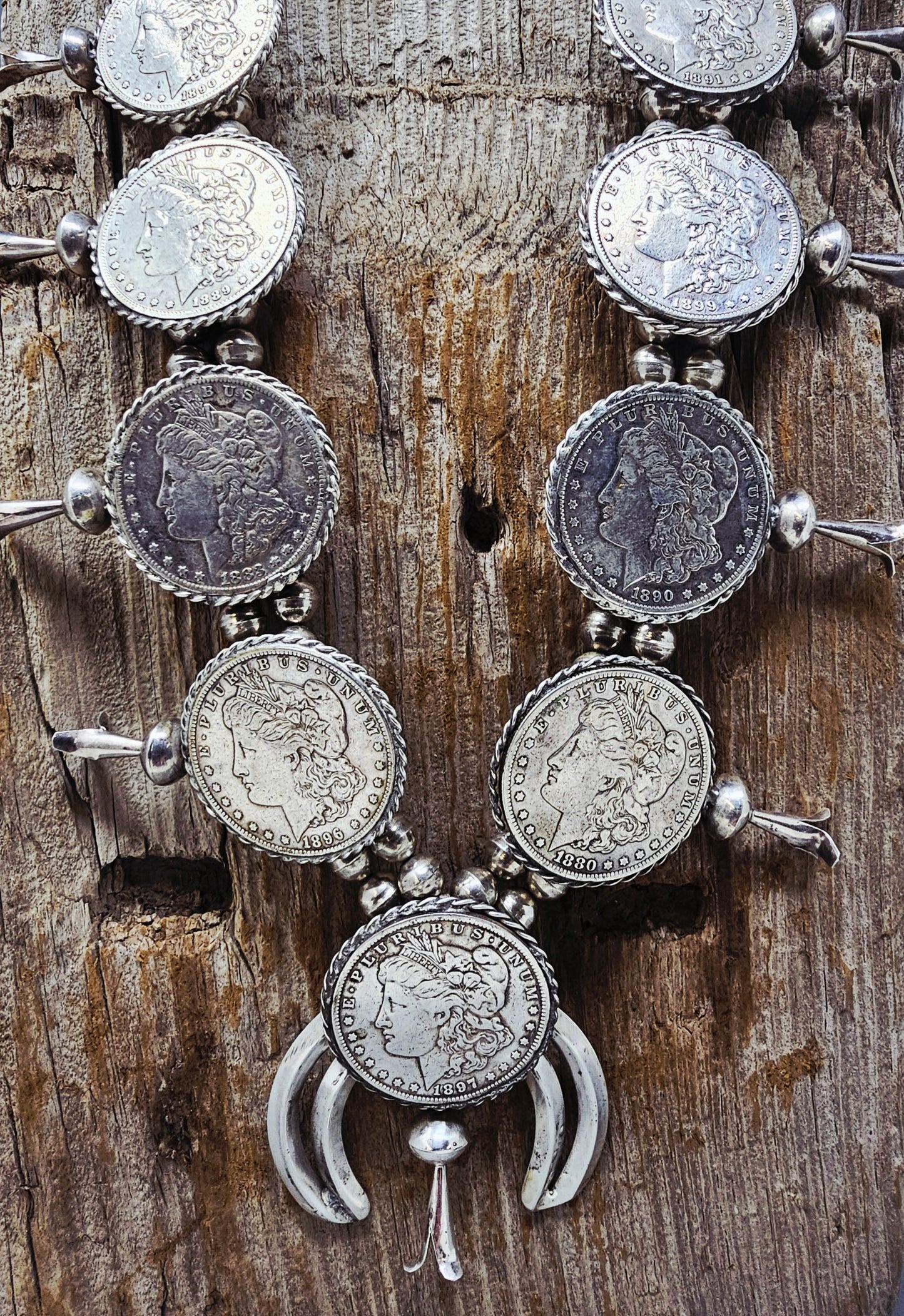 Vintage Morgan Dollar Squash Blossom Necklace