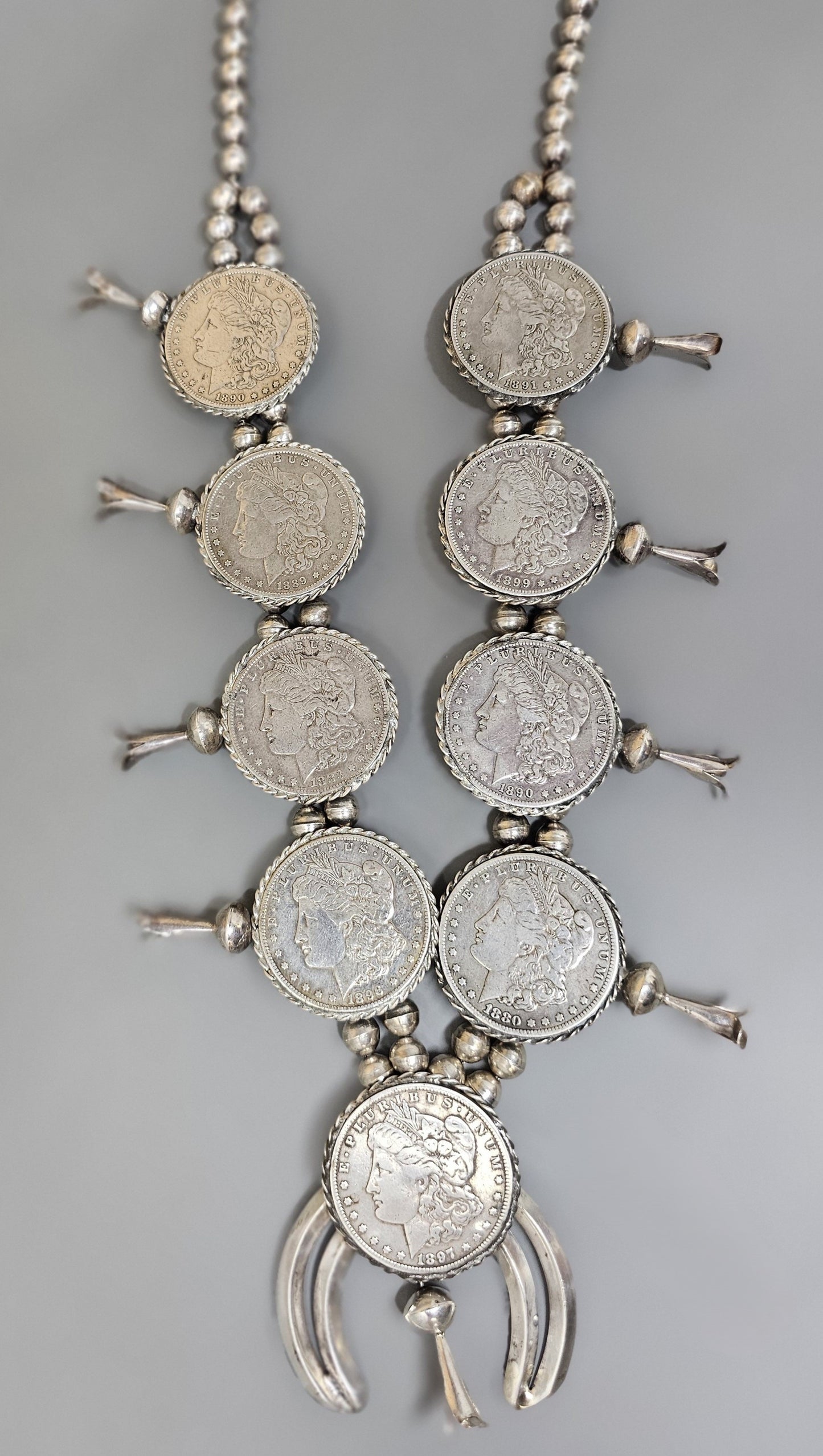 Vintage Morgan Dollar Squash Blossom Necklace