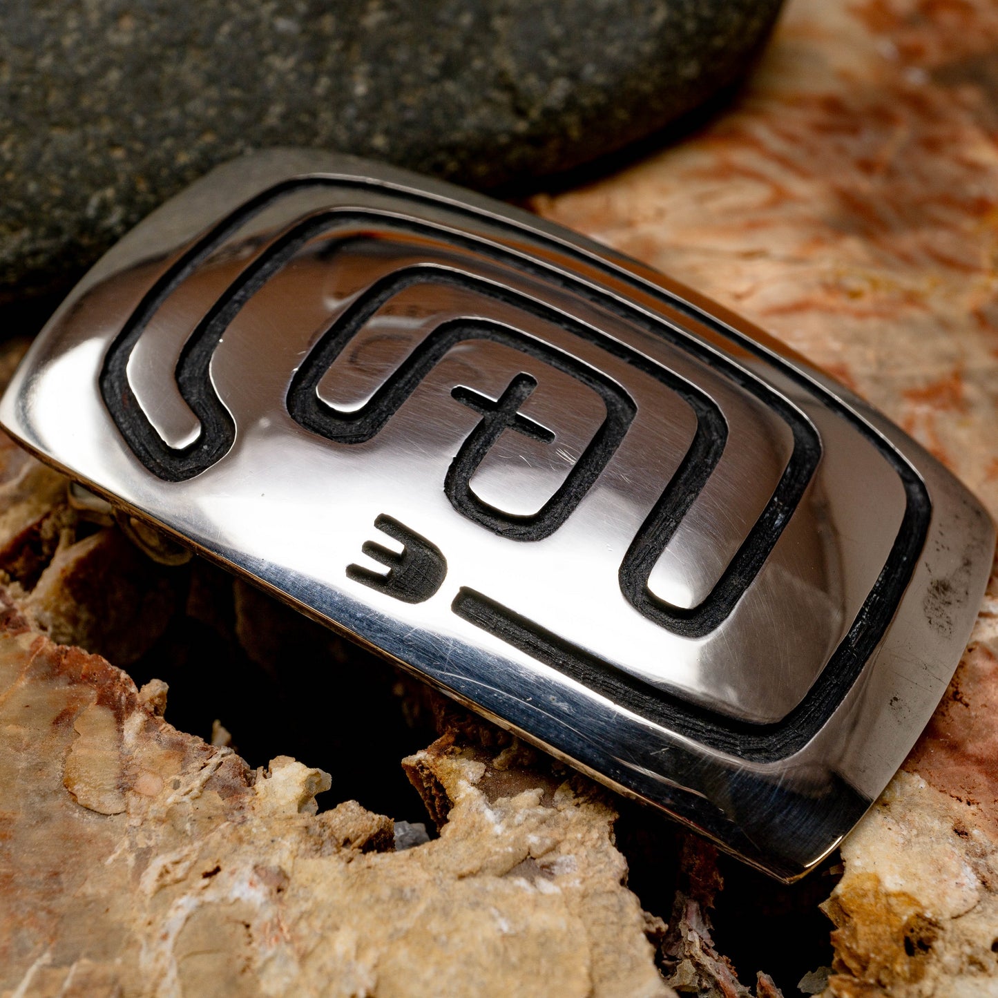 Silver Belt Buckle "Bear Claw Clan People Follow Hopi" | Anderson Koinva