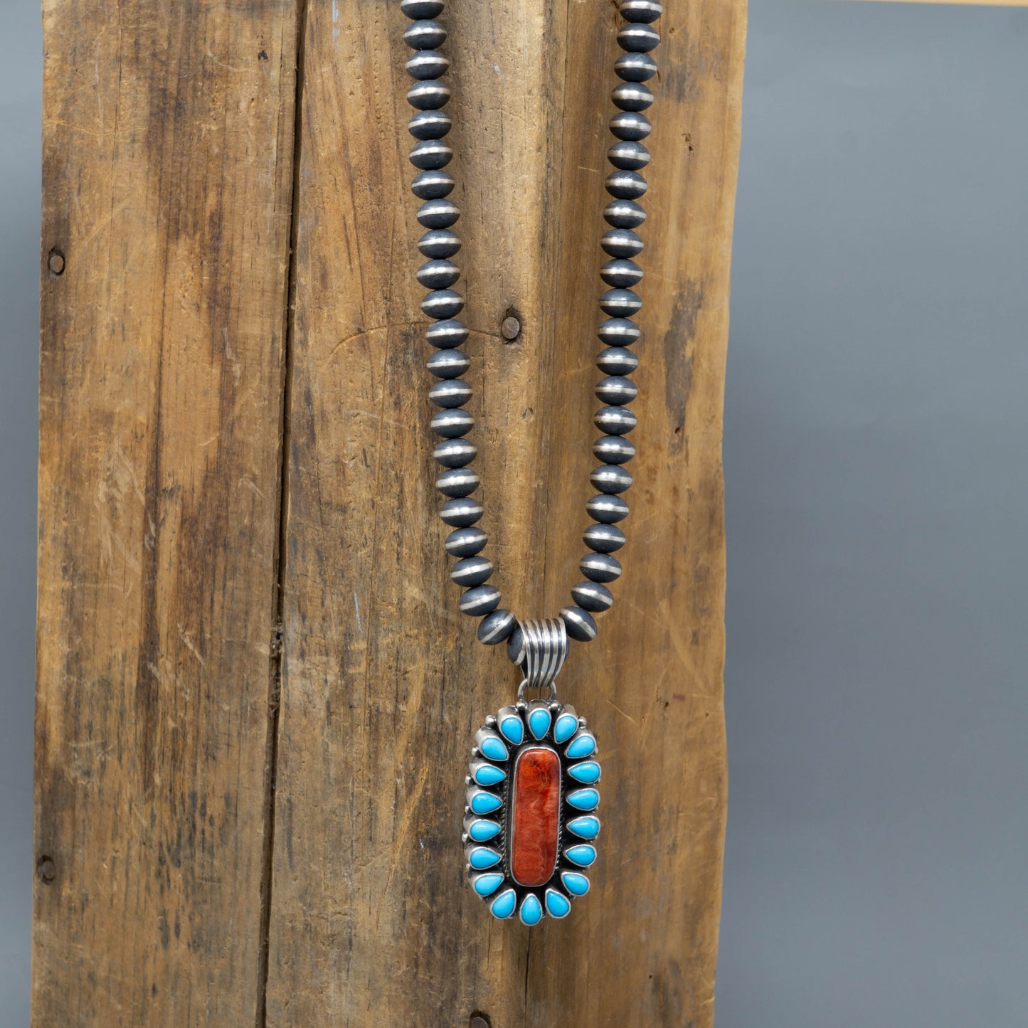 Sleeping Beauty Pendant and Navajo Pearl Necklace