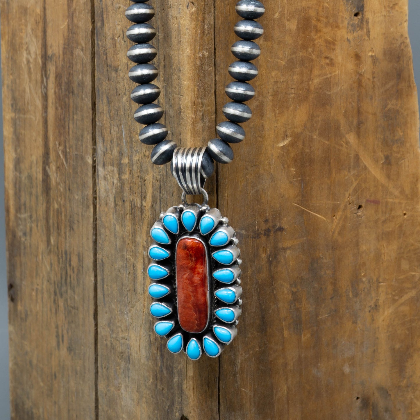 Sleeping Beauty Pendant and Navajo Pearl Necklace