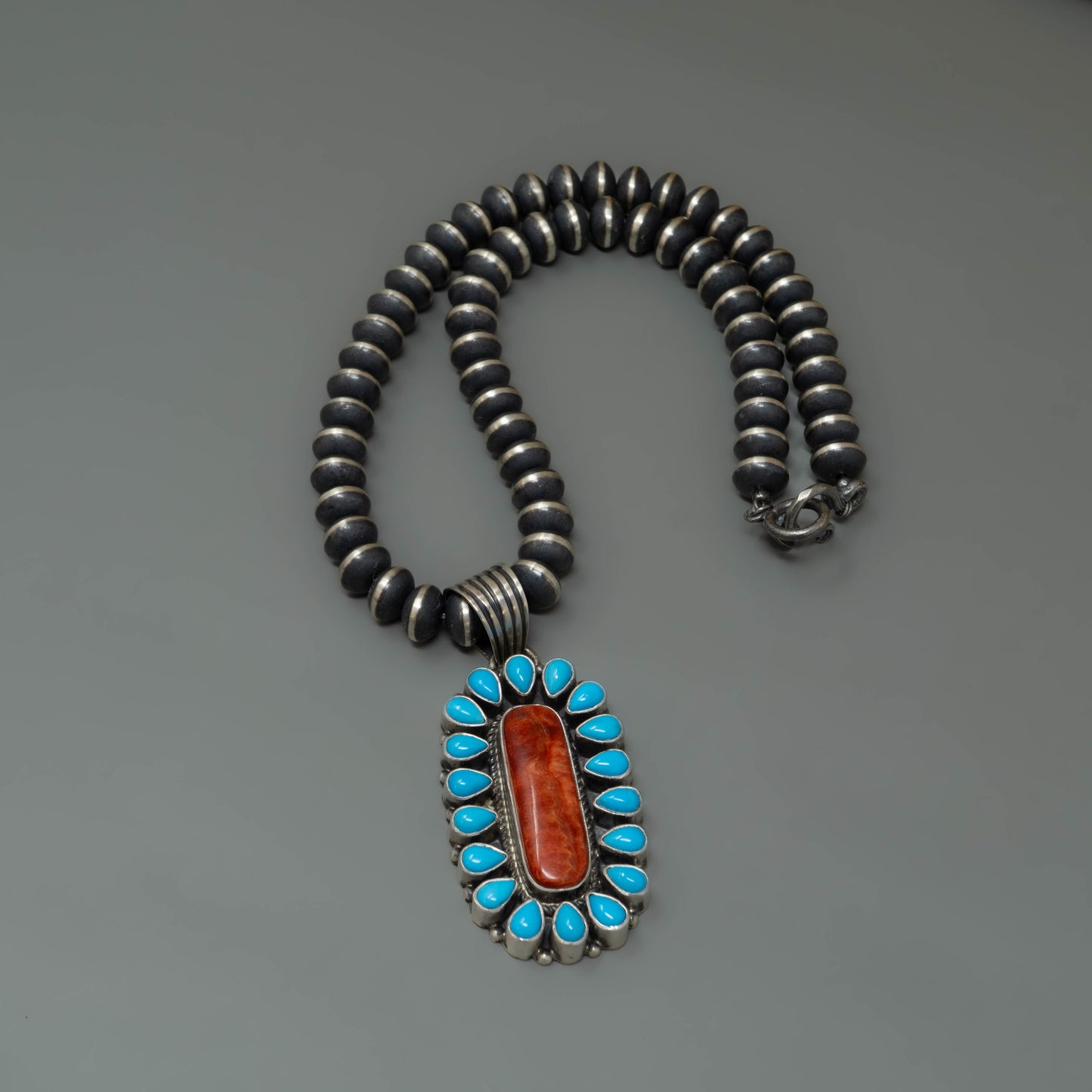 Sleeping Beauty Pendant and Navajo Pearl Necklace