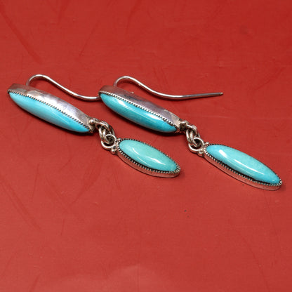 Kingman Tuquoise Hook Earrings | Classic Sterling Silver Polished Setting