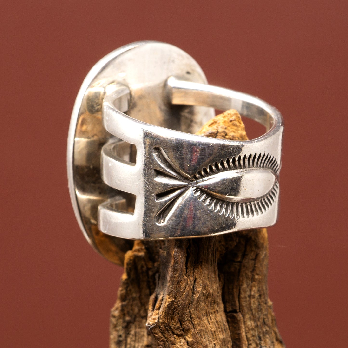 Turquoise Silver Ring Classic Setting by Tommy Jackson | Size 7.75