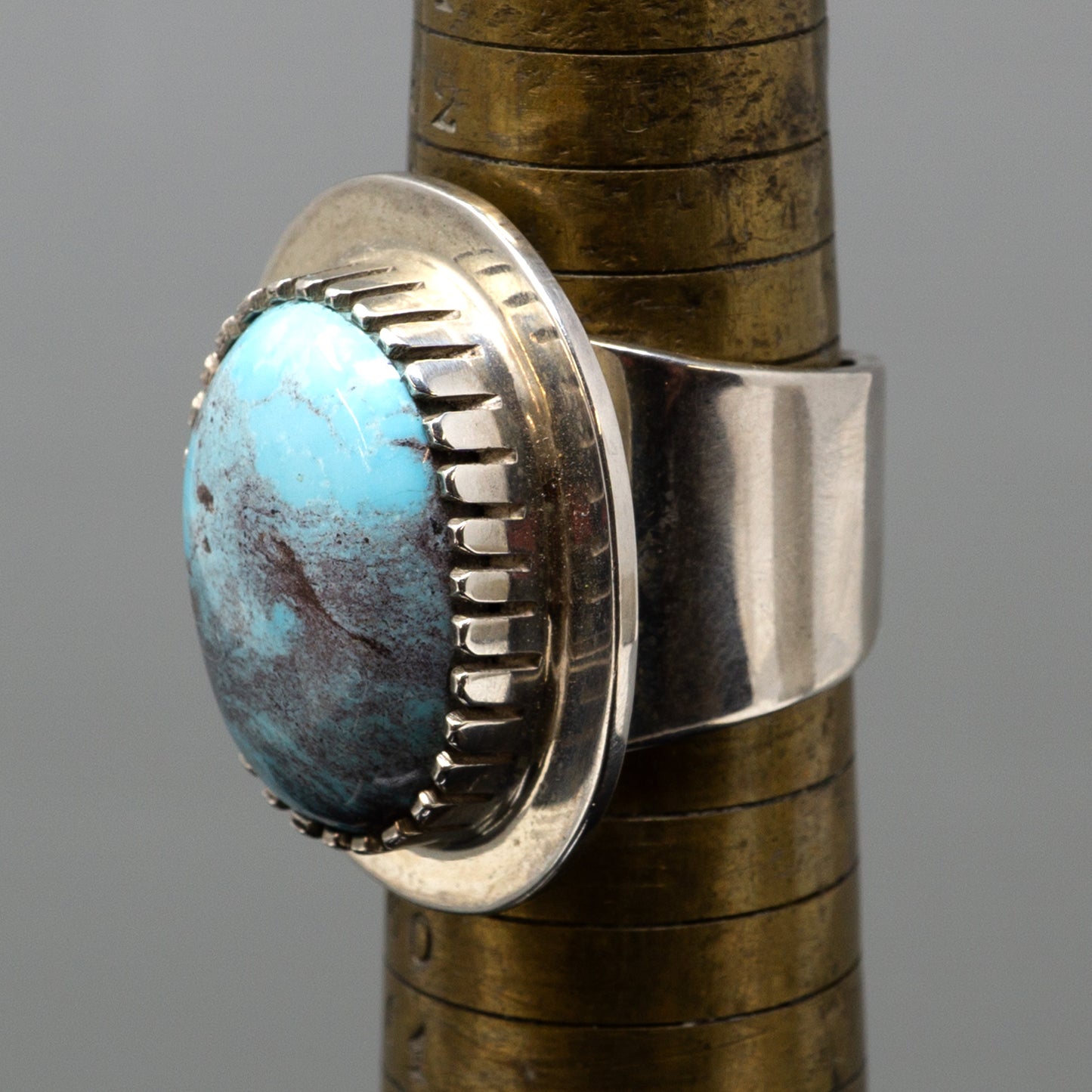 Turquoise Cabochon Ring with Sterling Silver by Tommy Jackson | Size 7.75