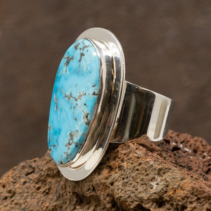 Kingman Turquoise Ring in Modern Setting by Marie Jackson | Size 7.5