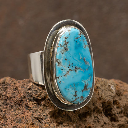 Kingman Turquoise Ring in Modern Setting by Marie Jackson | Size 7.5