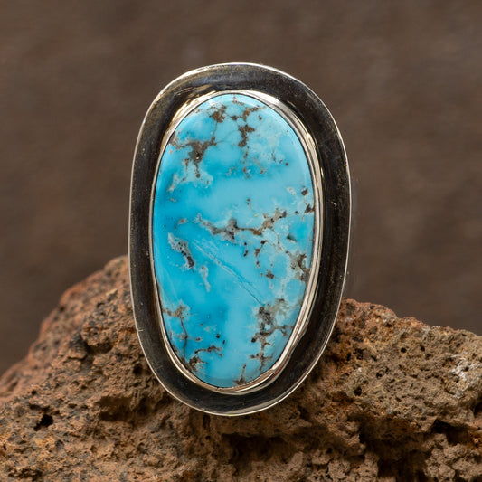 Kingman Turquoise Ring in Modern Setting by Marie Jackson | Size 7.5