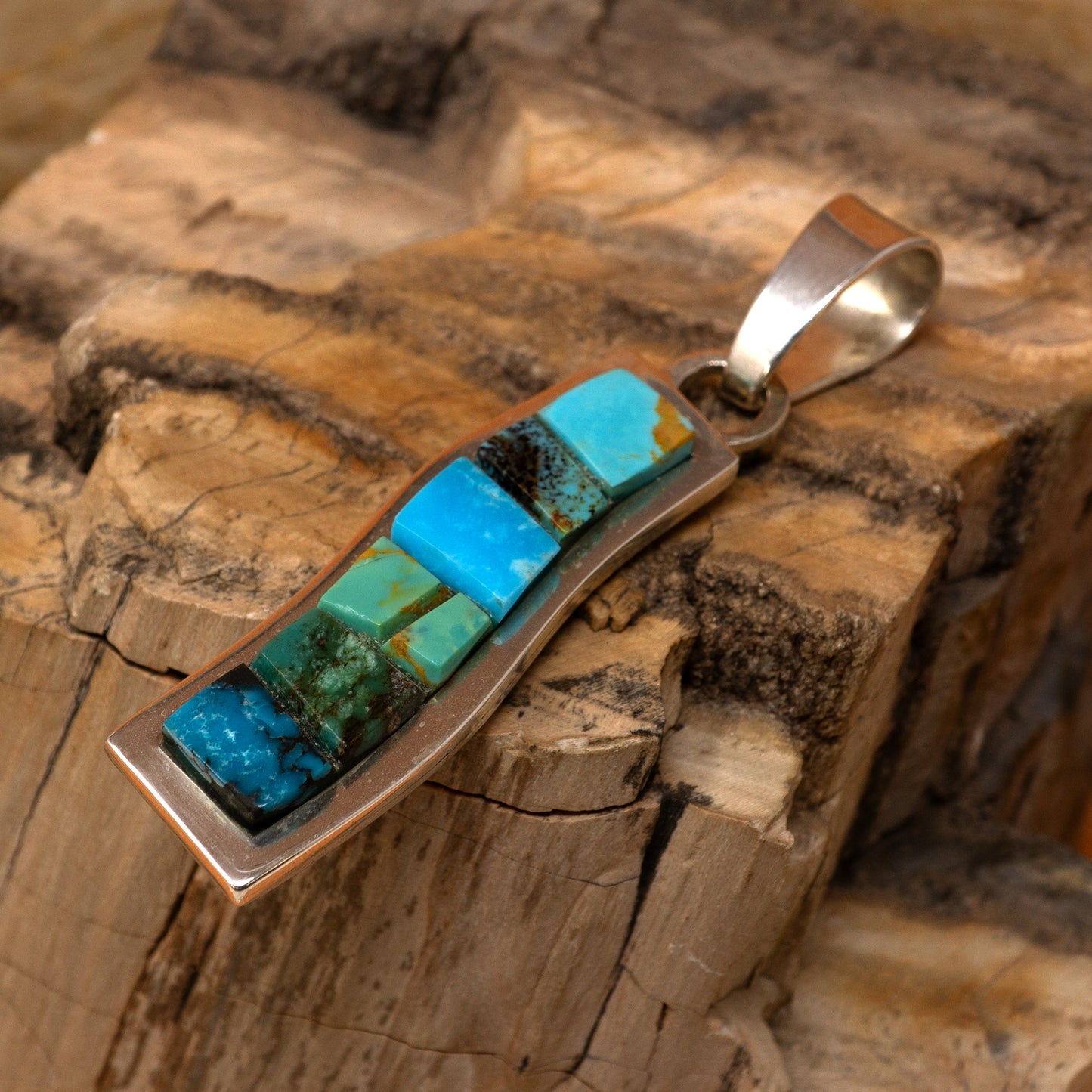 Multi-Turquoise Modern Set Silver Pendant | Tommy Jackson
