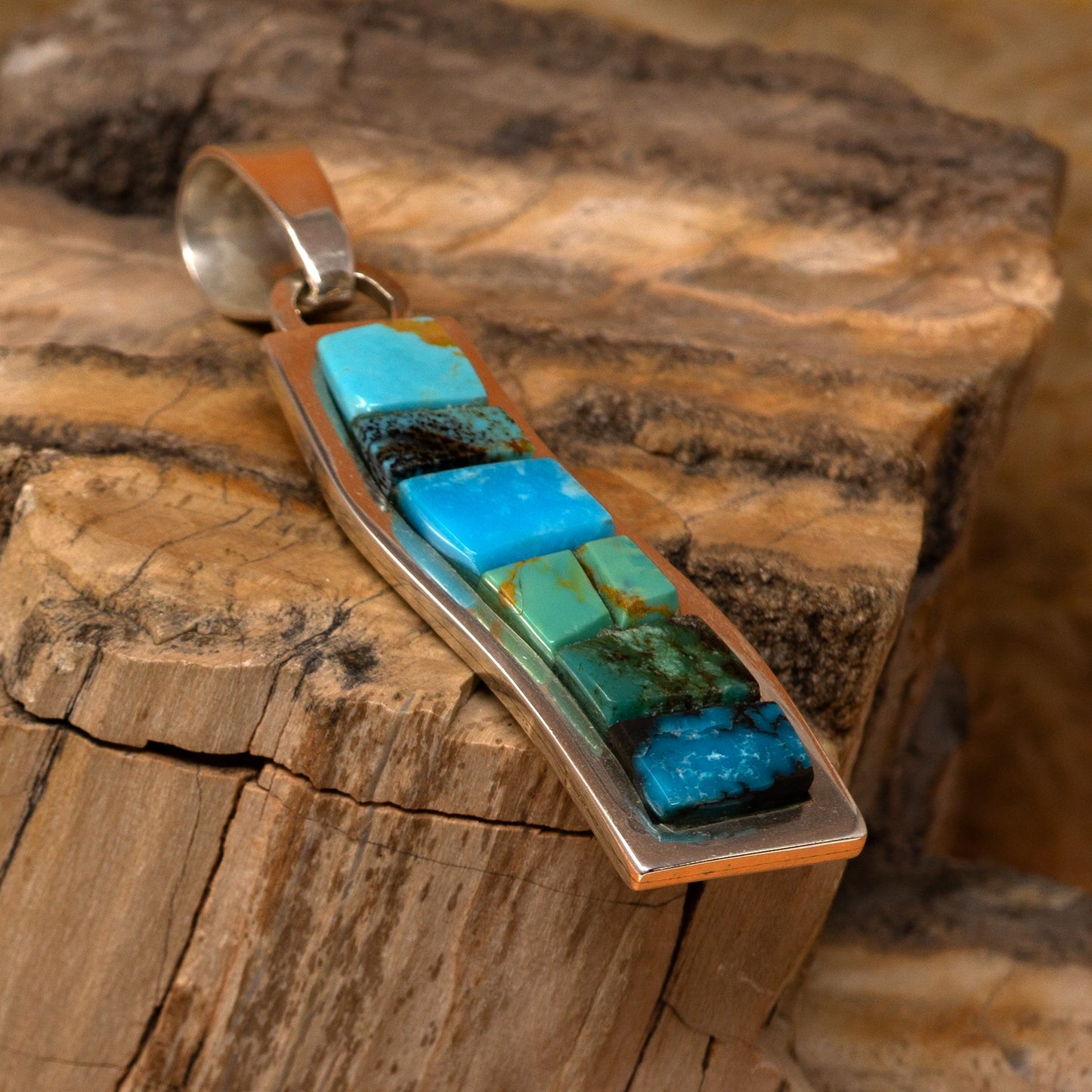 Multi-Turquoise Modern Set Silver Pendant | Tommy Jackson
