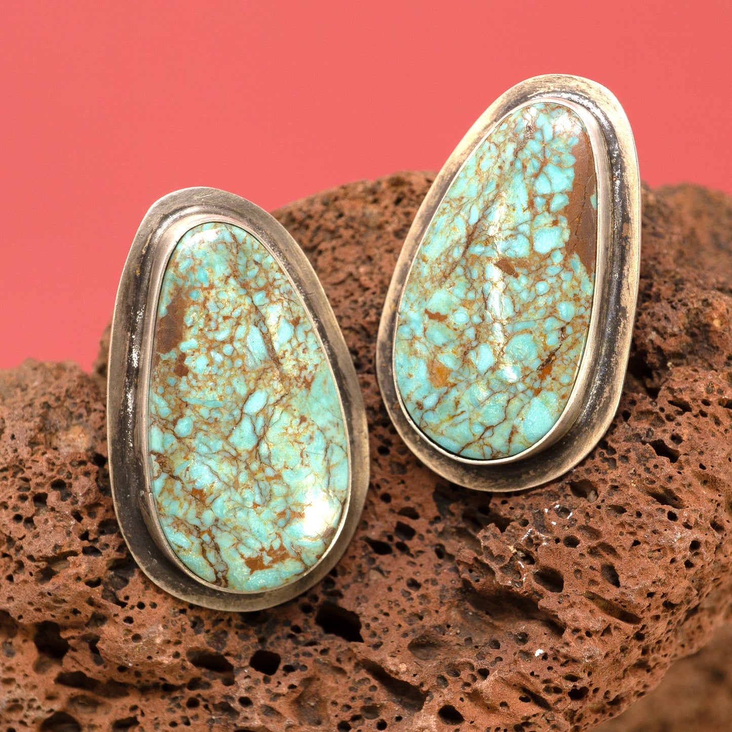 Number 8 Mine Turquoise Teardrop Setting Earrings | Tommy Jackson