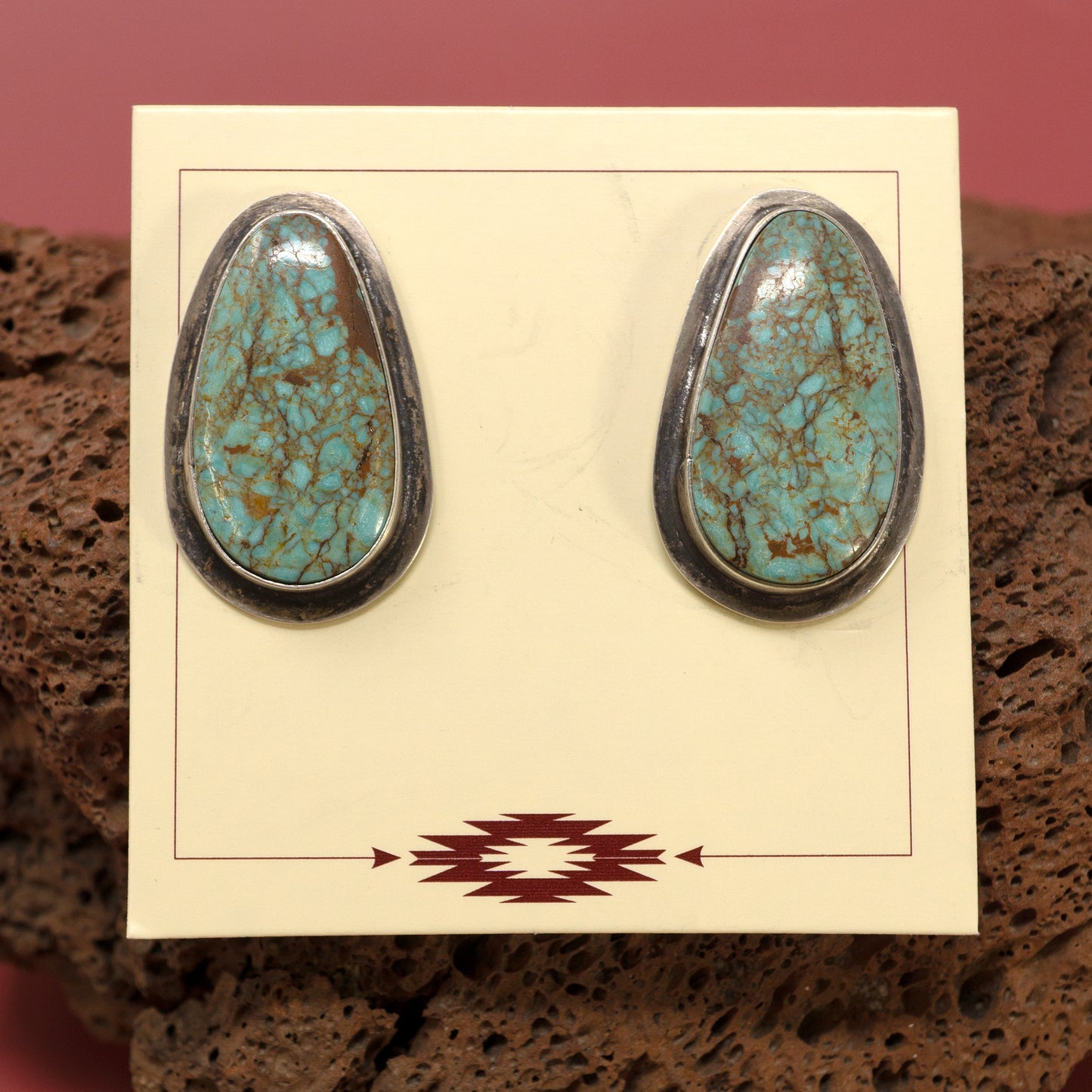 Number 8 Mine Turquoise Teardrop Setting Earrings | Tommy Jackson