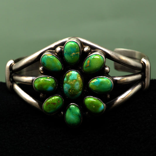 Sonoran Gold Turquoise Cabochon in Sterling Silver Cuff Bracelet