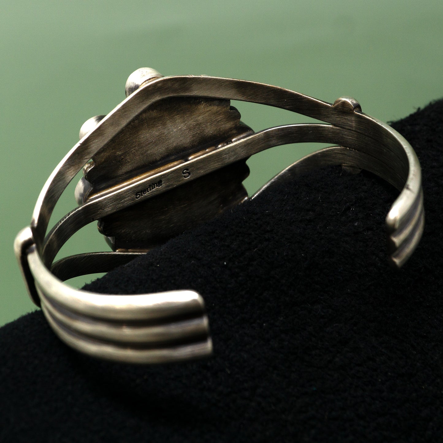 Sonoran Gold Turquoise Cabochon in Sterling Silver Cuff Bracelet