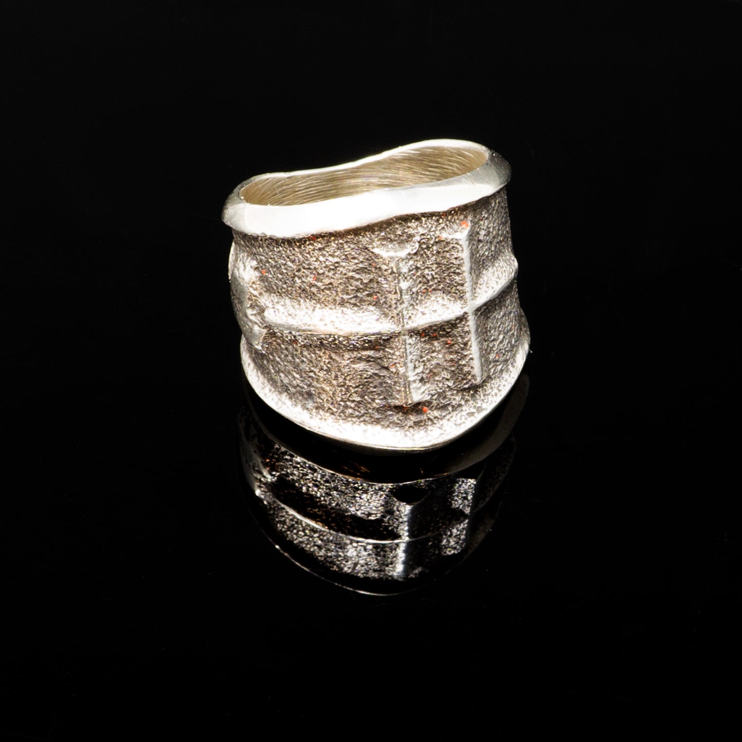 Cast Sterling Silver Ring with Cross and Heart Design | Size 8.75