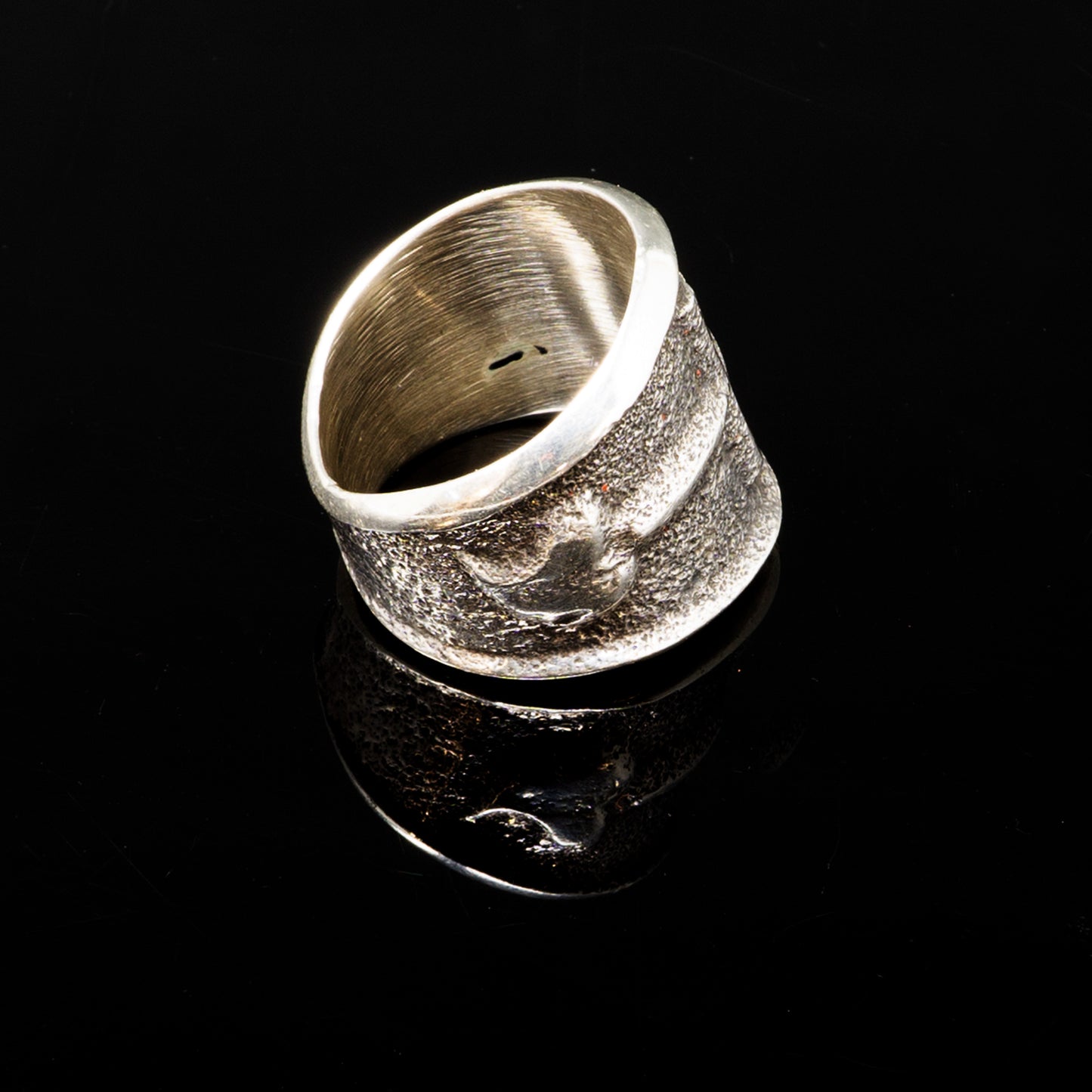 Cast Sterling Silver Ring with Cross and Heart Design | Size 8.75