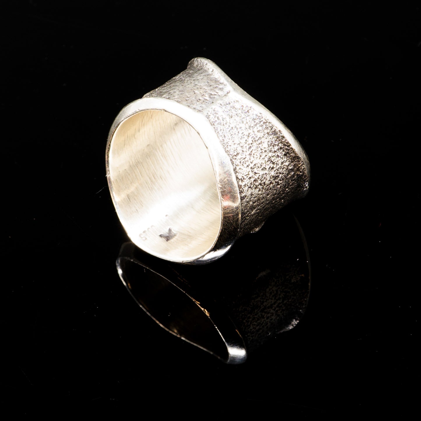 Cast Sterling Silver Ring with Cross and Heart Design | Size 8.75