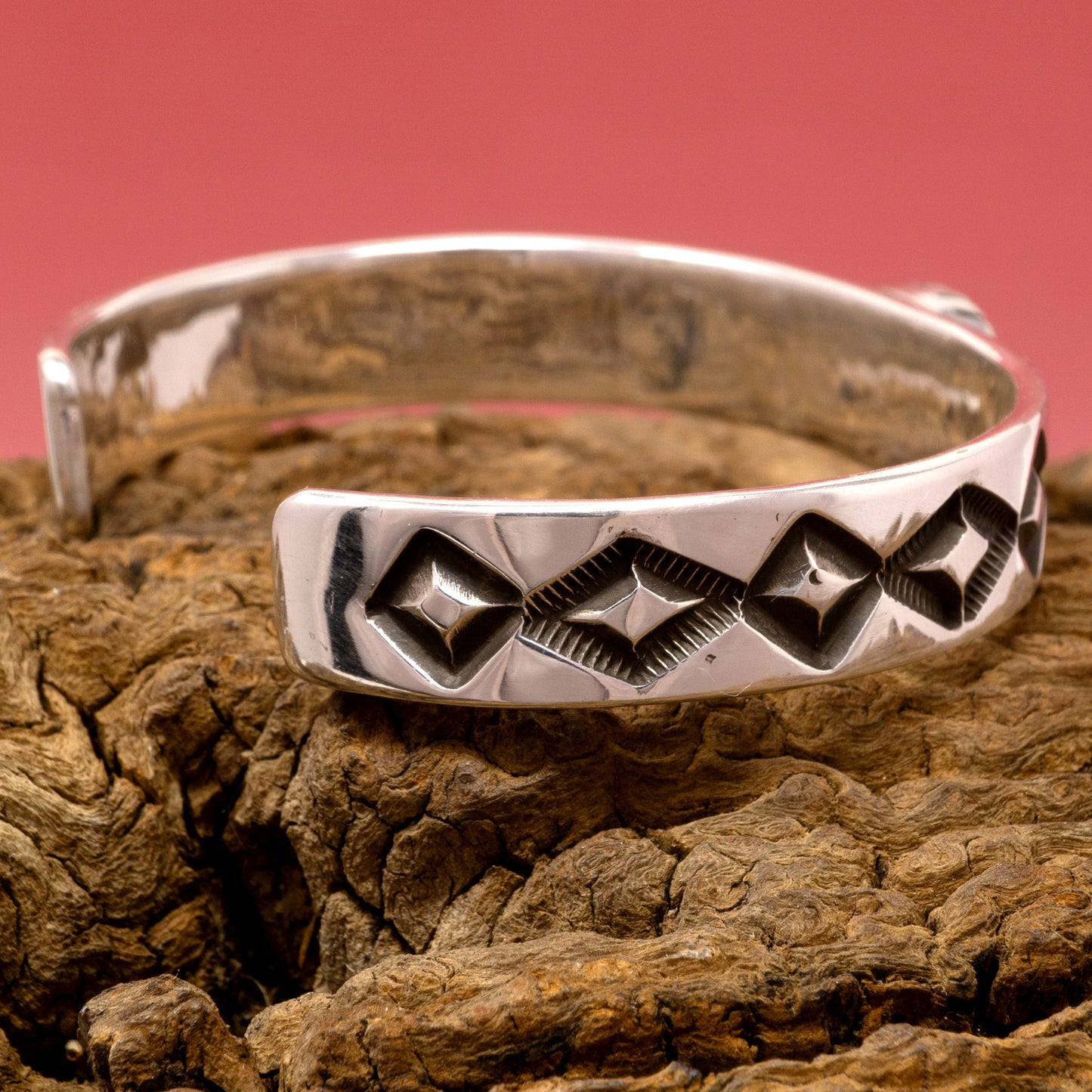 Bisbee Turquoise Polished Stamped Cuff Bracelet