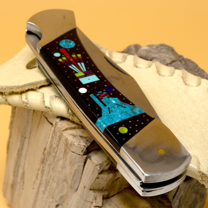 5 inch Pocketknife with Multistone Mosaic Inlay by Sylvana Apache