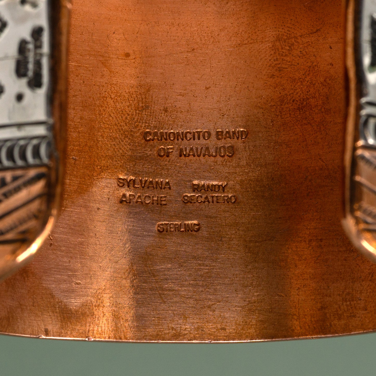 Sterling Silver and Copper Handstamped Cuff Bracelet