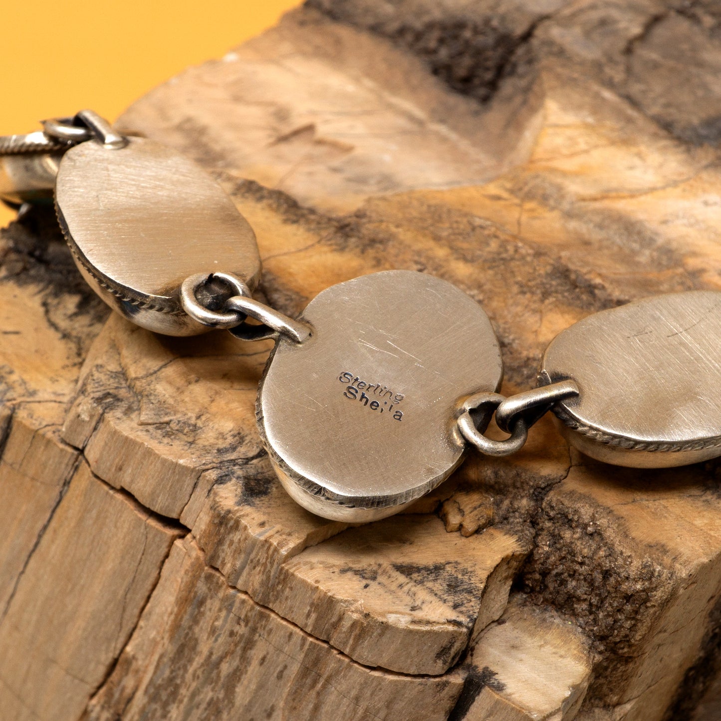 High Contrast Kingman Turquoise 5 Cabochon Linked Bracelet