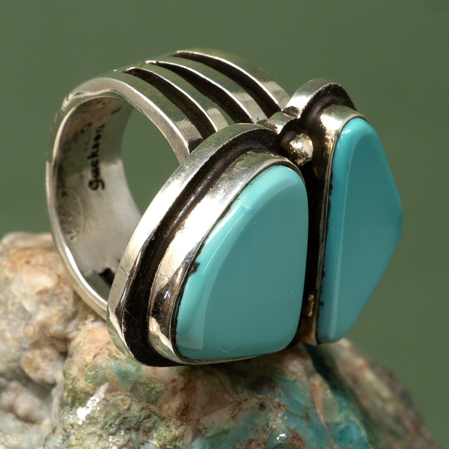 Sleeping Beauty Turquoise Ring in Sterling Silver by Marie Jackson | Size 9