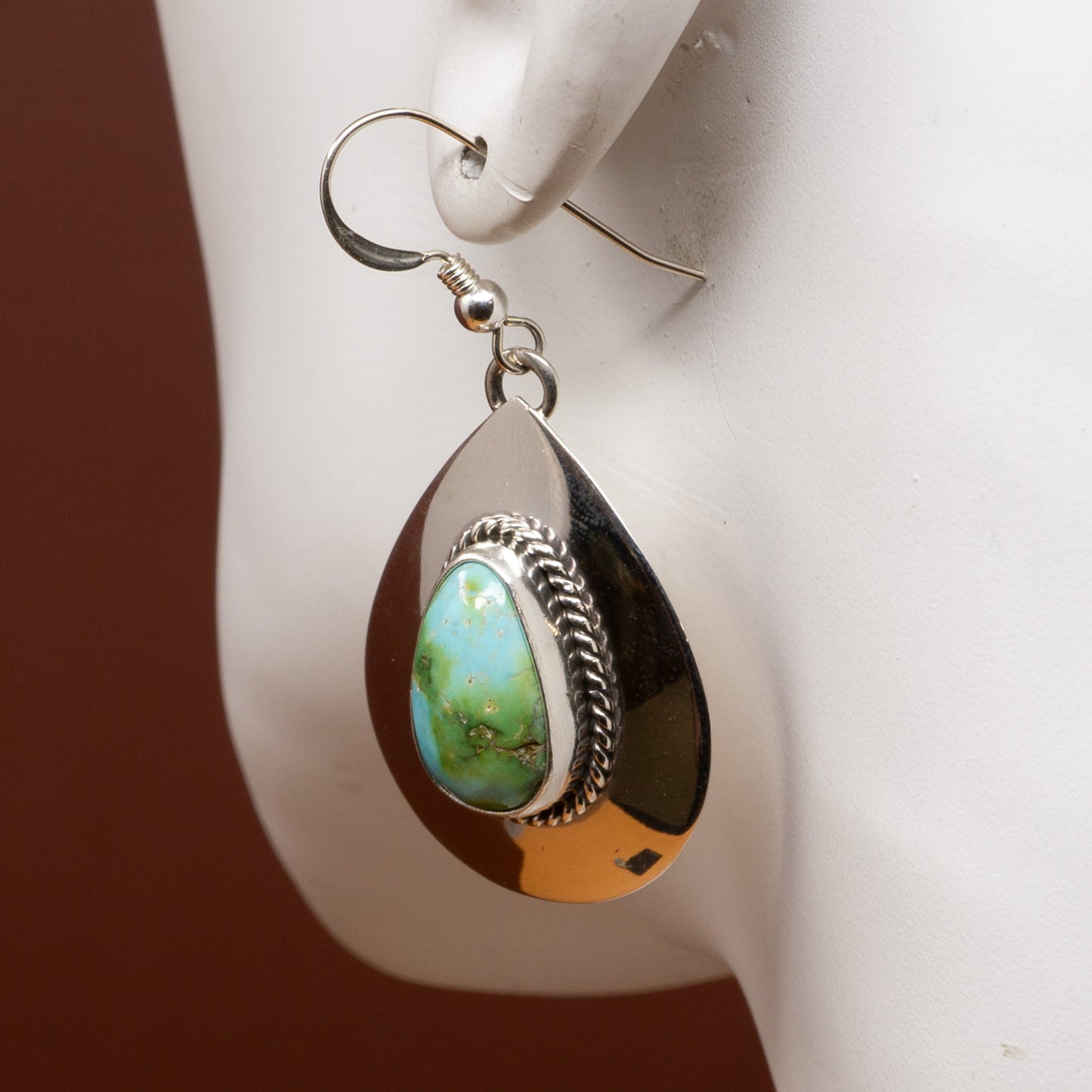 Royston Turquoise Sterling Silver Teardrop Hook Earrings