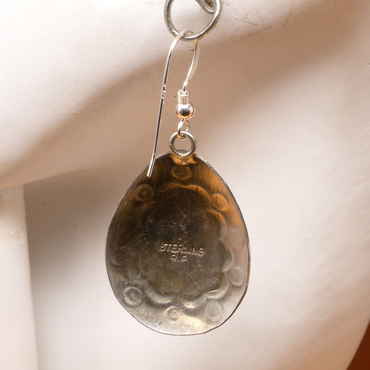 Kingman Turquoise Teadrop in Stamped Sterling Silver Earrings