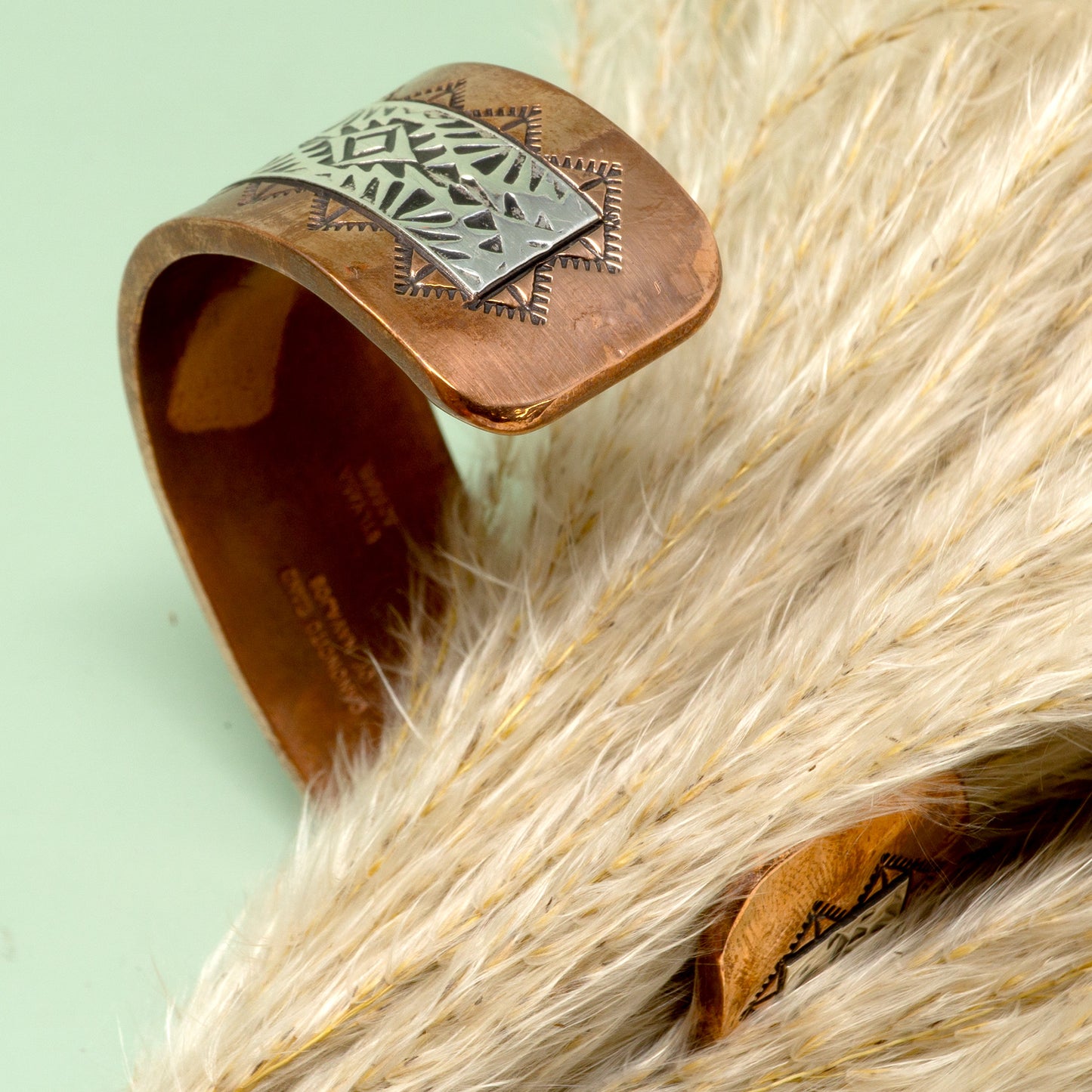 Stamped Copper & Sterling Silver Cuff Bracelet | 1" Width