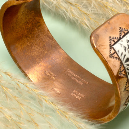 Stamped Copper & Sterling Silver Cuff Bracelet | 1" Width