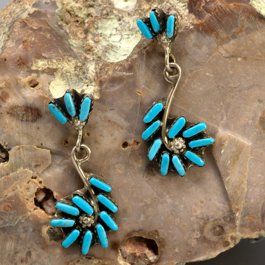 Sleeping Beauty Turquoise Petit Point Spiral Earrings Evangeline Tsabetsaye