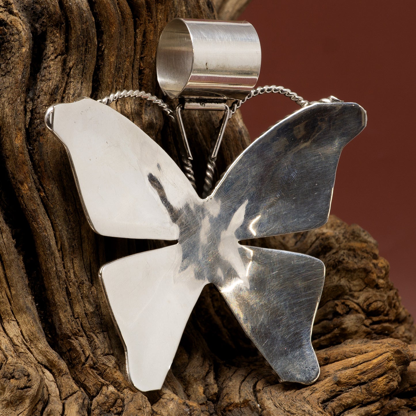 Silver Butterfly Pendant with Sleeping Beauty Turquoise Mini Cabochons