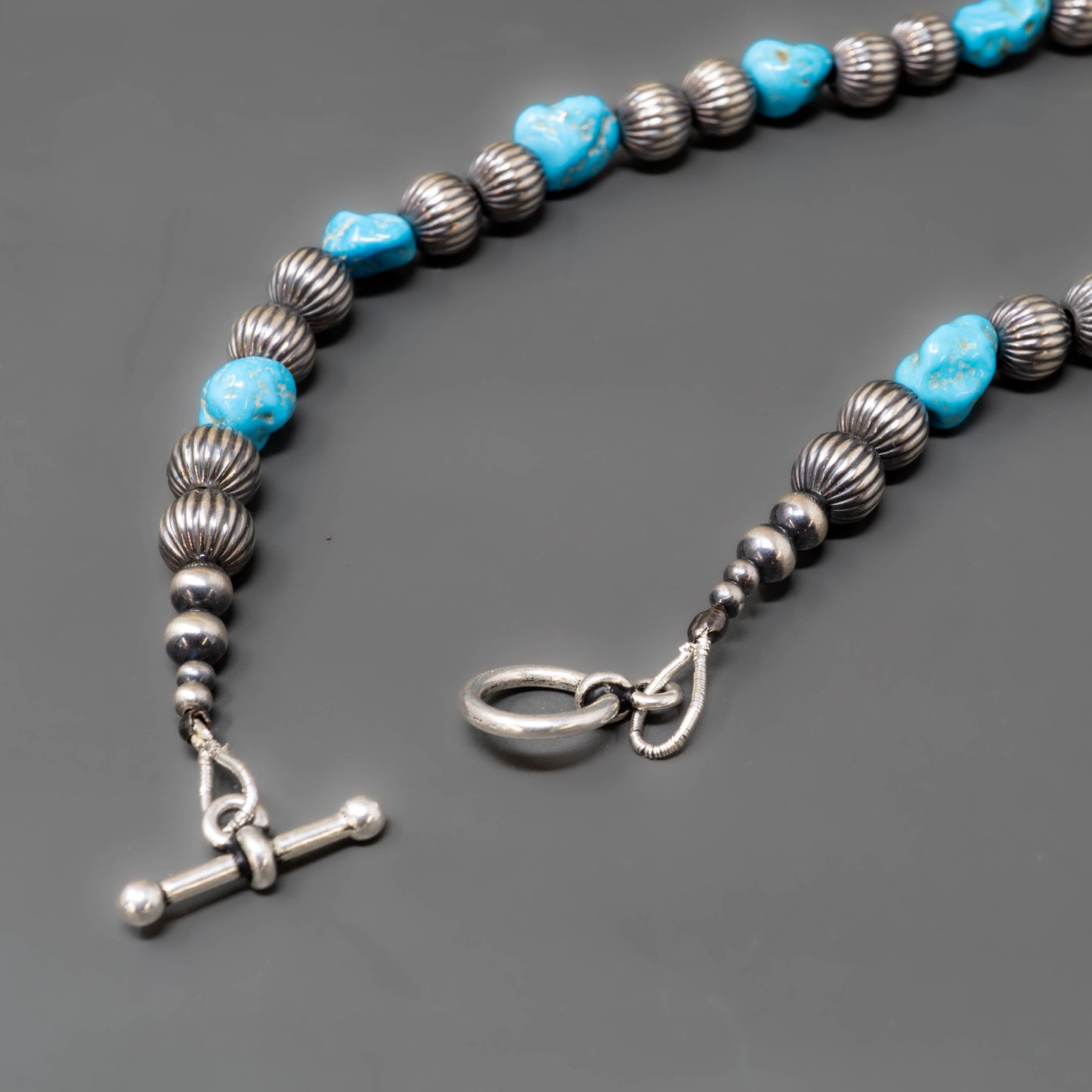 Sleeping Beauty Turquoise Nugget Necklace with Navajo Pearls