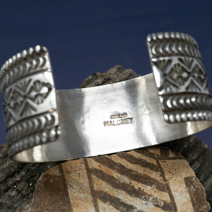Sterling Silver Cuff with Morenci Turquoise by Freddie Maloney