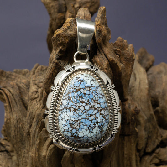 Golden Hills Turquoise & Sterling Silver Pendant by Larry Moses Yazzie