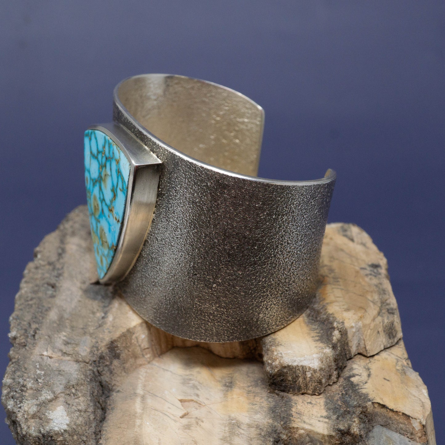 Kingman Turquoise Sterling Silver Cuff with Triangle Stone by Kelsey Jimmie