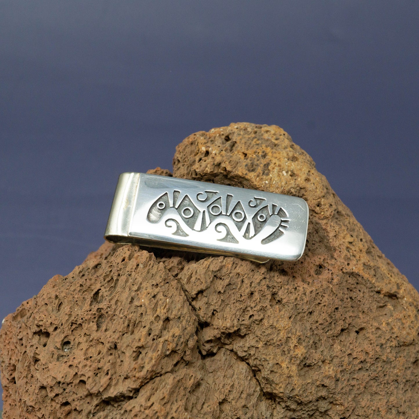 Sterling Silver Money Clip with Serpent Snake Overlay