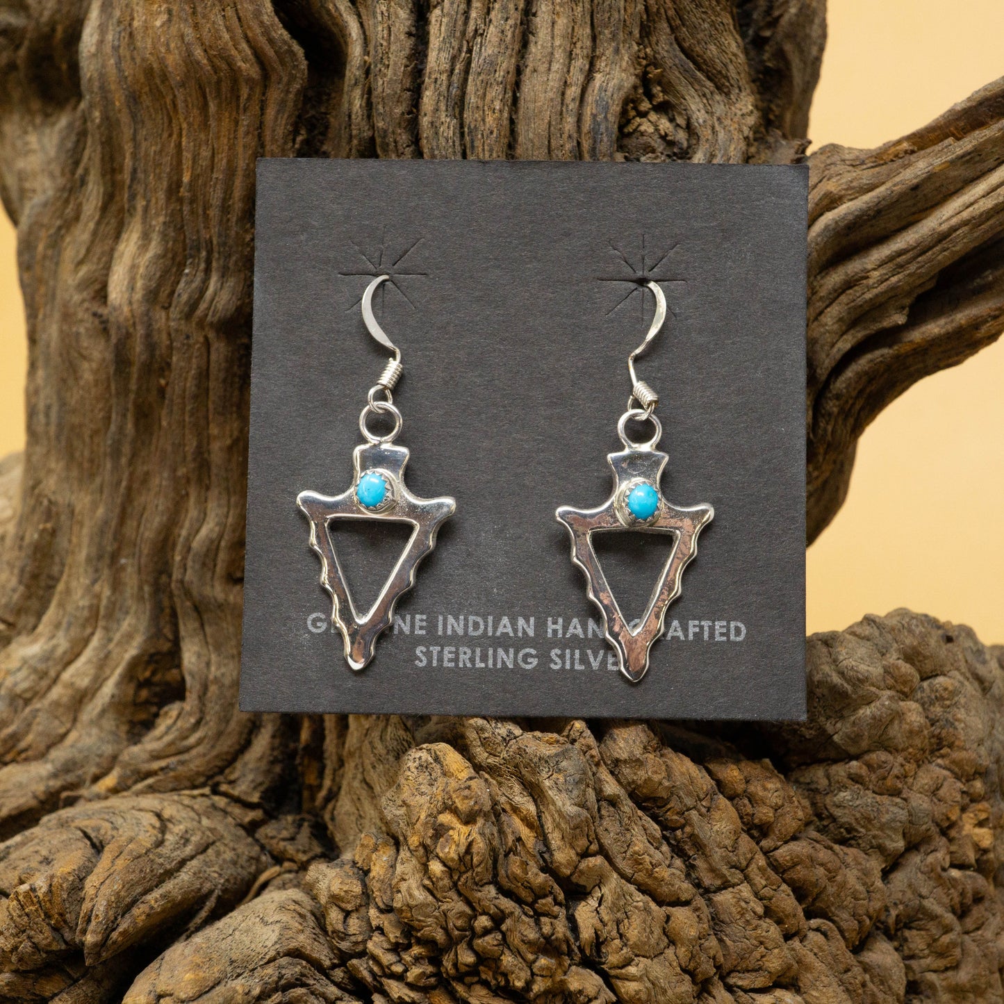 Sterling Silver and Sleeping Beauty Turquoise Arrowhead Earrings