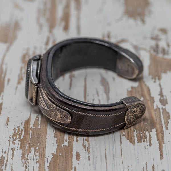 Leather & Sterling Silver Filigree Watch
