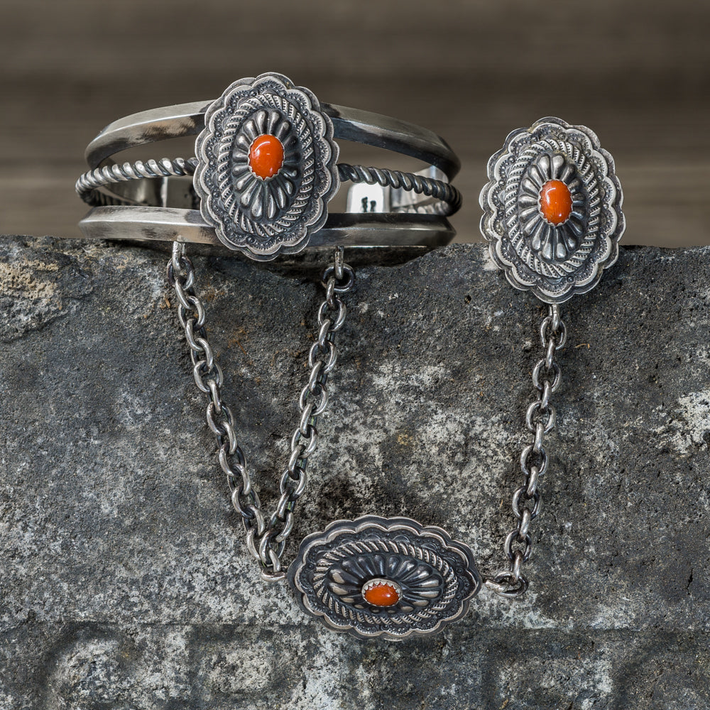 Coral & Sterling Silver Chain Bracelet by Marie Jackson