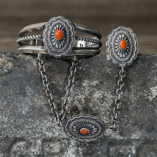 Coral & Sterling Silver Chain Bracelet by Marie Jackson