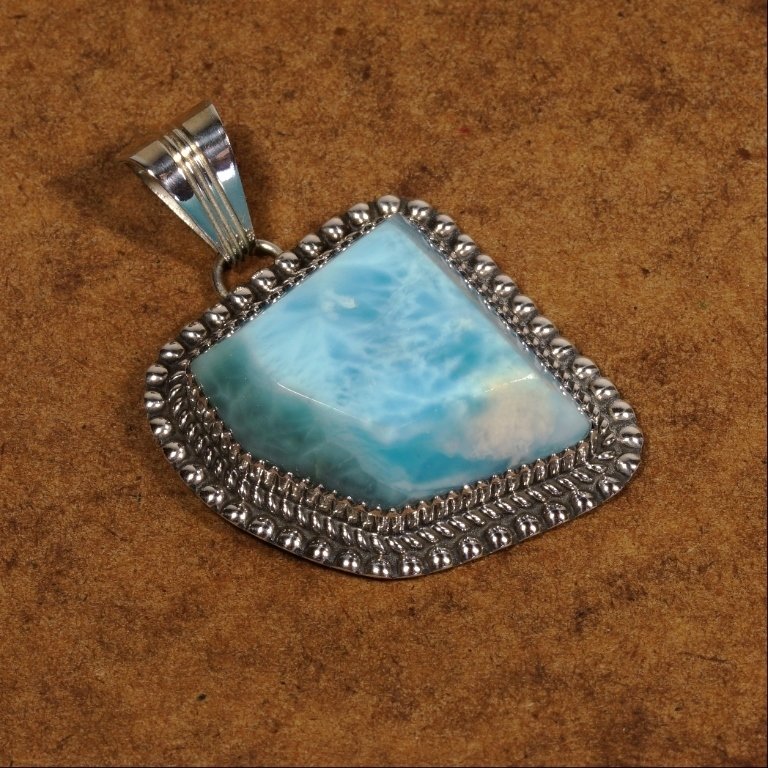 Larimar & Sterling Silver Pendant by Alfred Joe