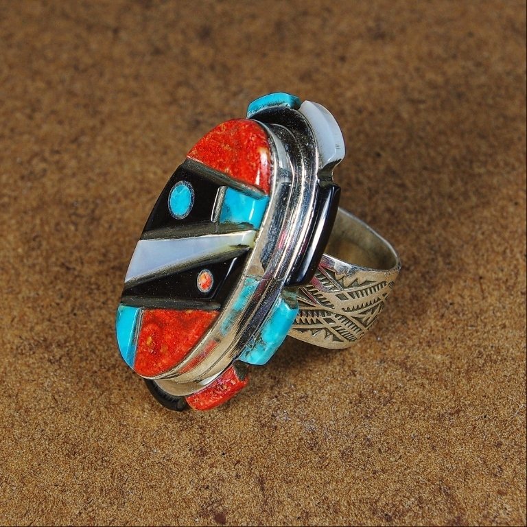 Multi-Stone Inlay Ring by Sylvana Apache - Size 10