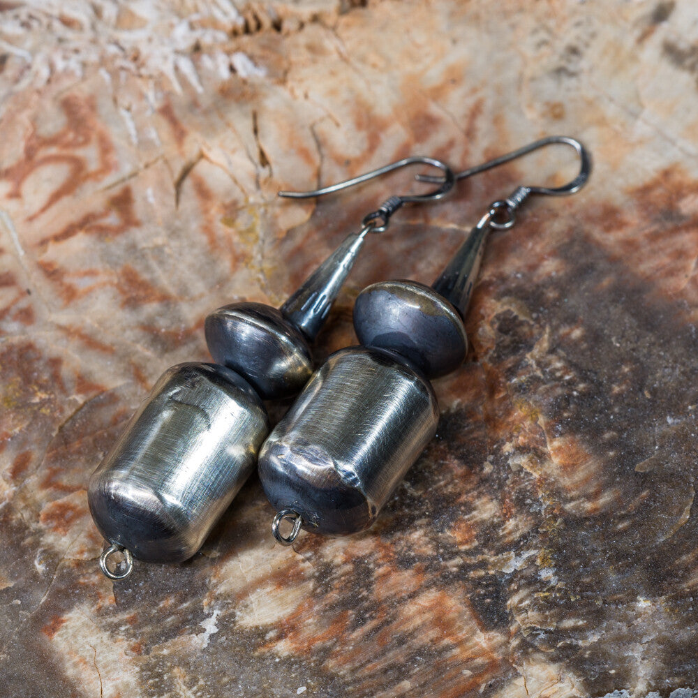 Hand Stamped Navajo Pearl Earring & Necklace Set by Sophia Becenti