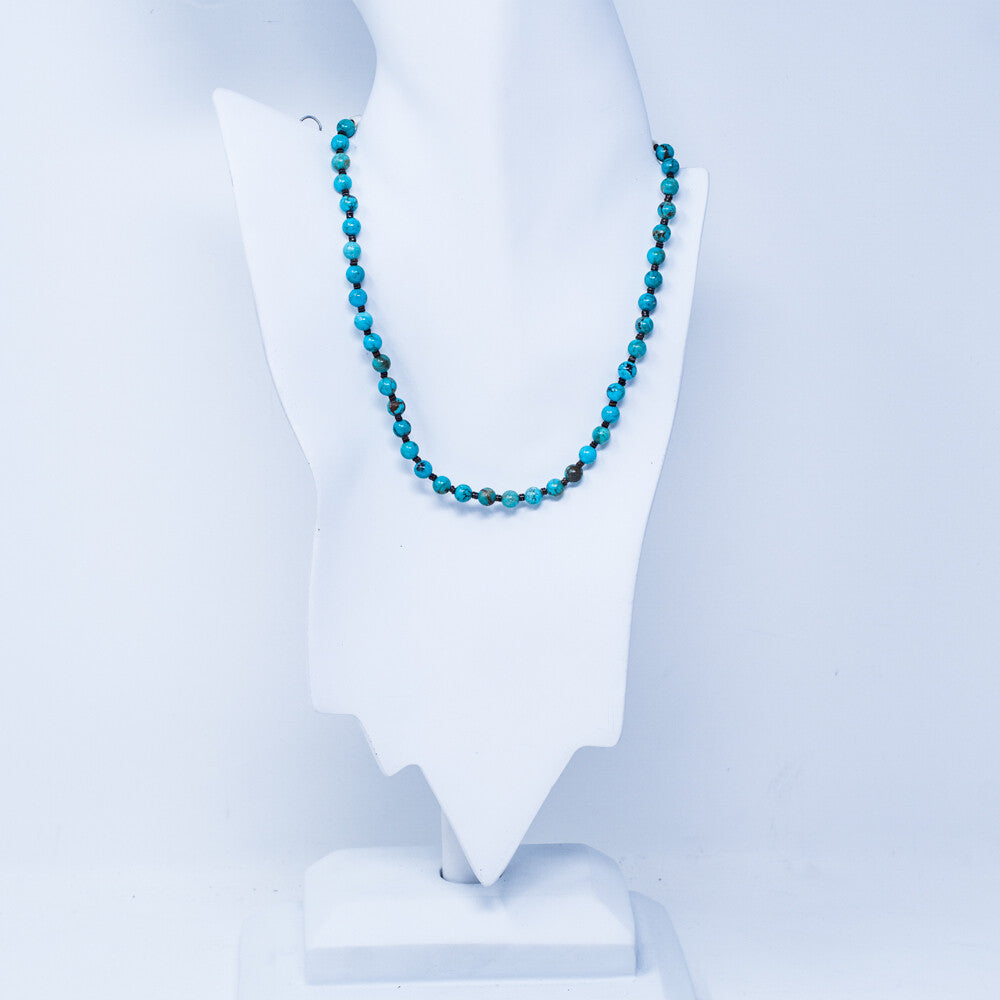 Kingman Turquoise, Mother of Pearl & Olive Shell Beaded Necklace by Harvey Abeyta