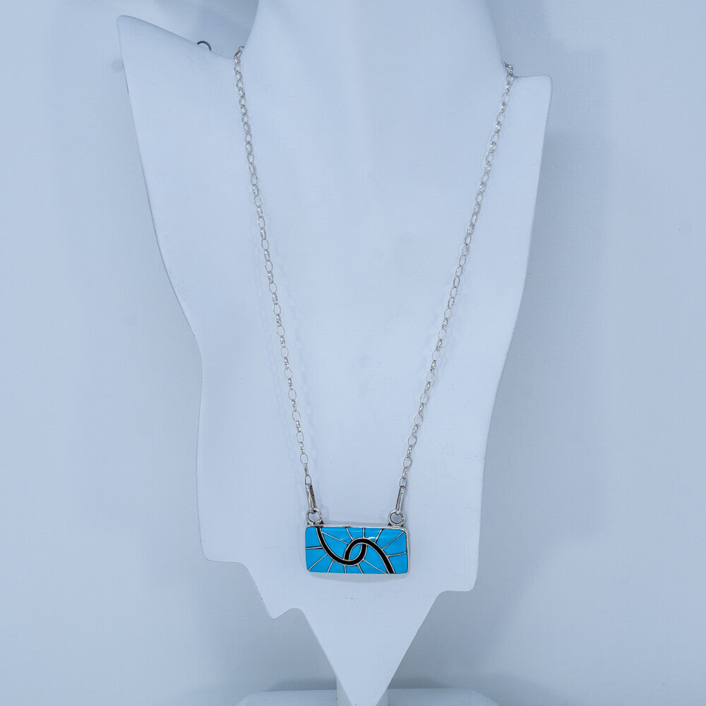 Sleeping Beauty Turquoise & Sterling Silver Pendant Necklace