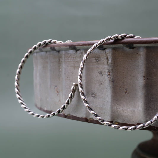 Silver Twist Navajo Hoop Earring