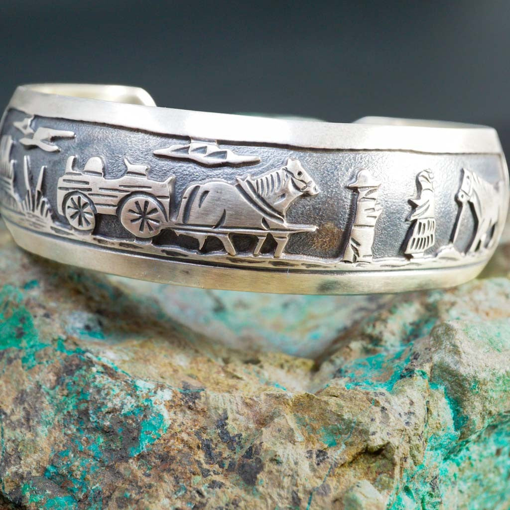 Sterling Silver Overlay Storyteller Cuff