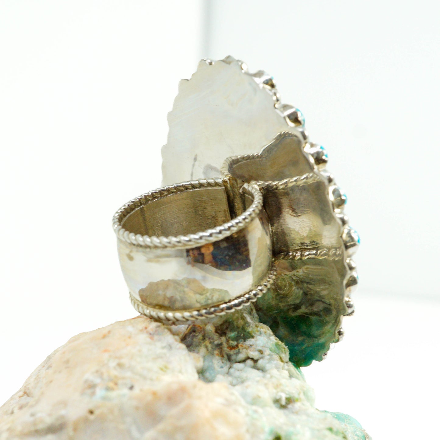 Sleeping Beauty in Sterling Silver Cluster Ring