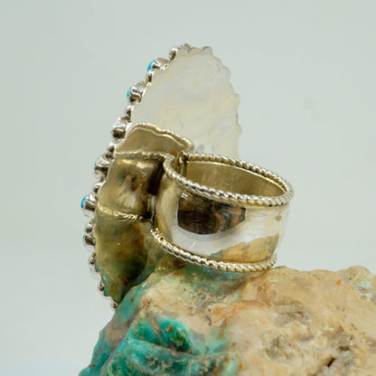 Sleeping Beauty in Sterling Silver Cluster Ring